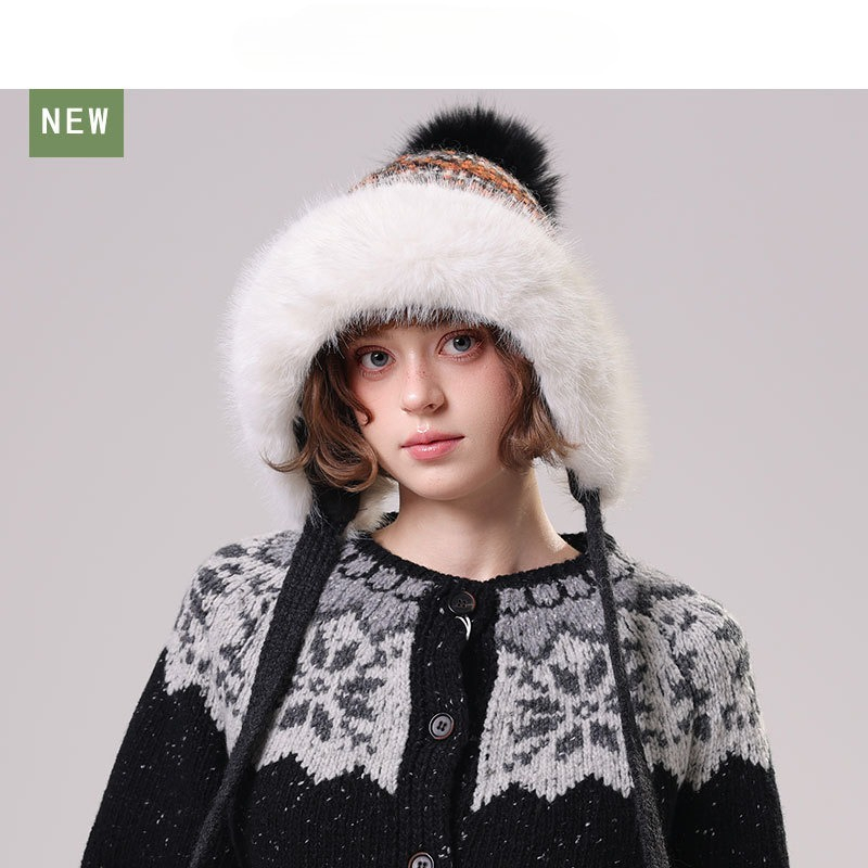 หมวกไหมพรมขนฟูสำหรับผู้หญิง พร - Trapper Hat Ear Flap บทวิจารณ์และราคา